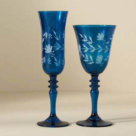 Anthropologie Wine Glasses Set of Four Handcrafted NIB - Picture 2 of 11